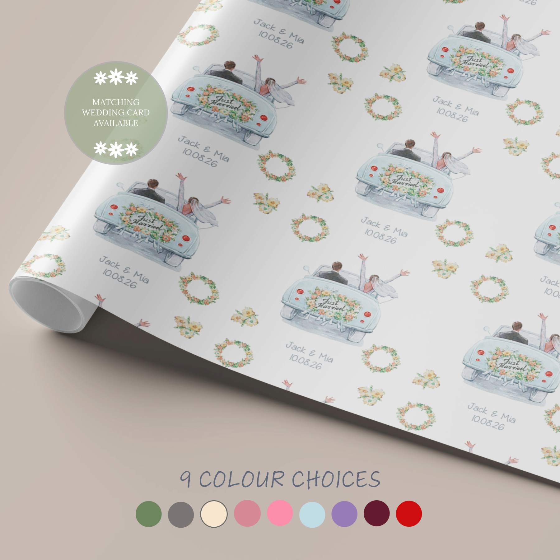 Wedding Card Gift Wrap Light Blue