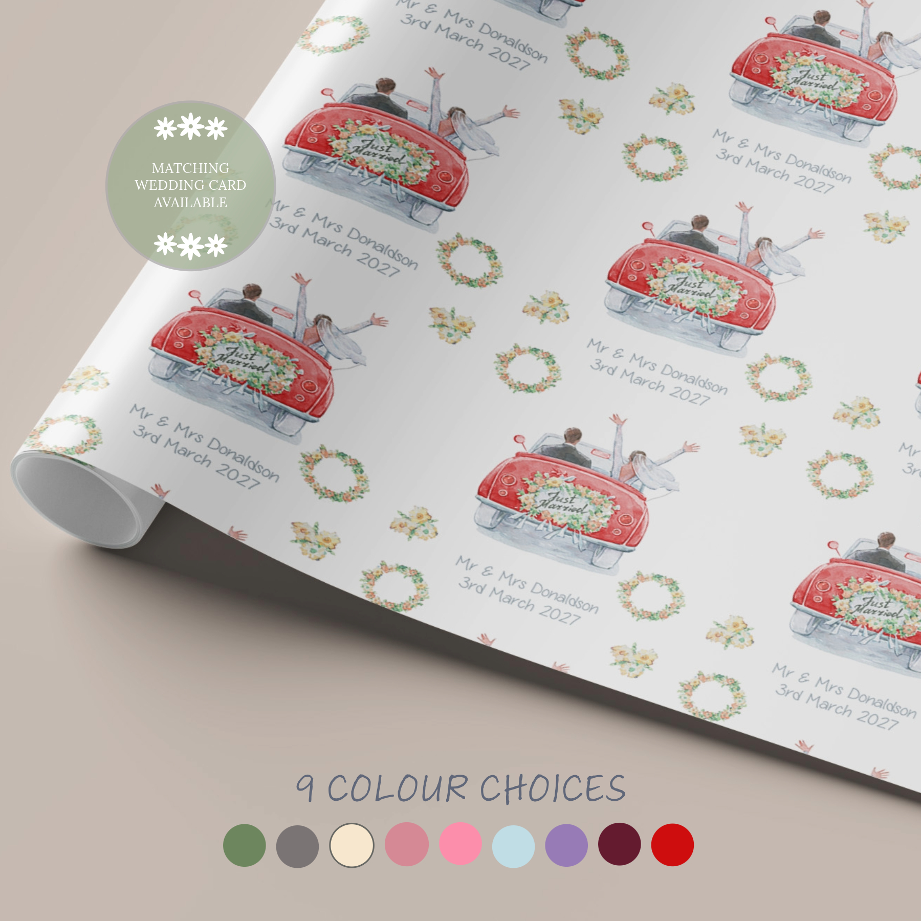 Wedding Card Gift Wrap Red