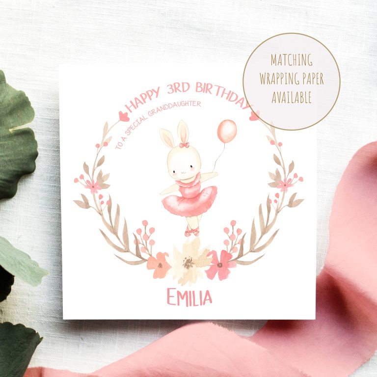 Handmade Personalised Birthday Card ‘Ballerina Bunny’