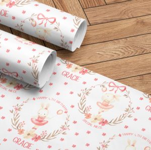 Birthday Wrapping Paper Ballerina Bunny