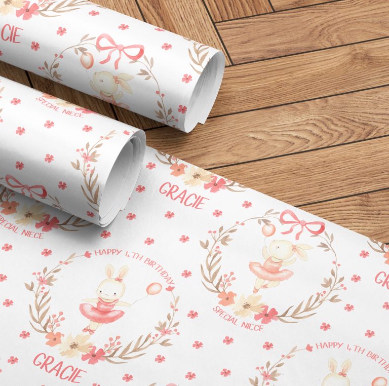 Personalised Ballet Birthday Name Gift Wrapping Paper