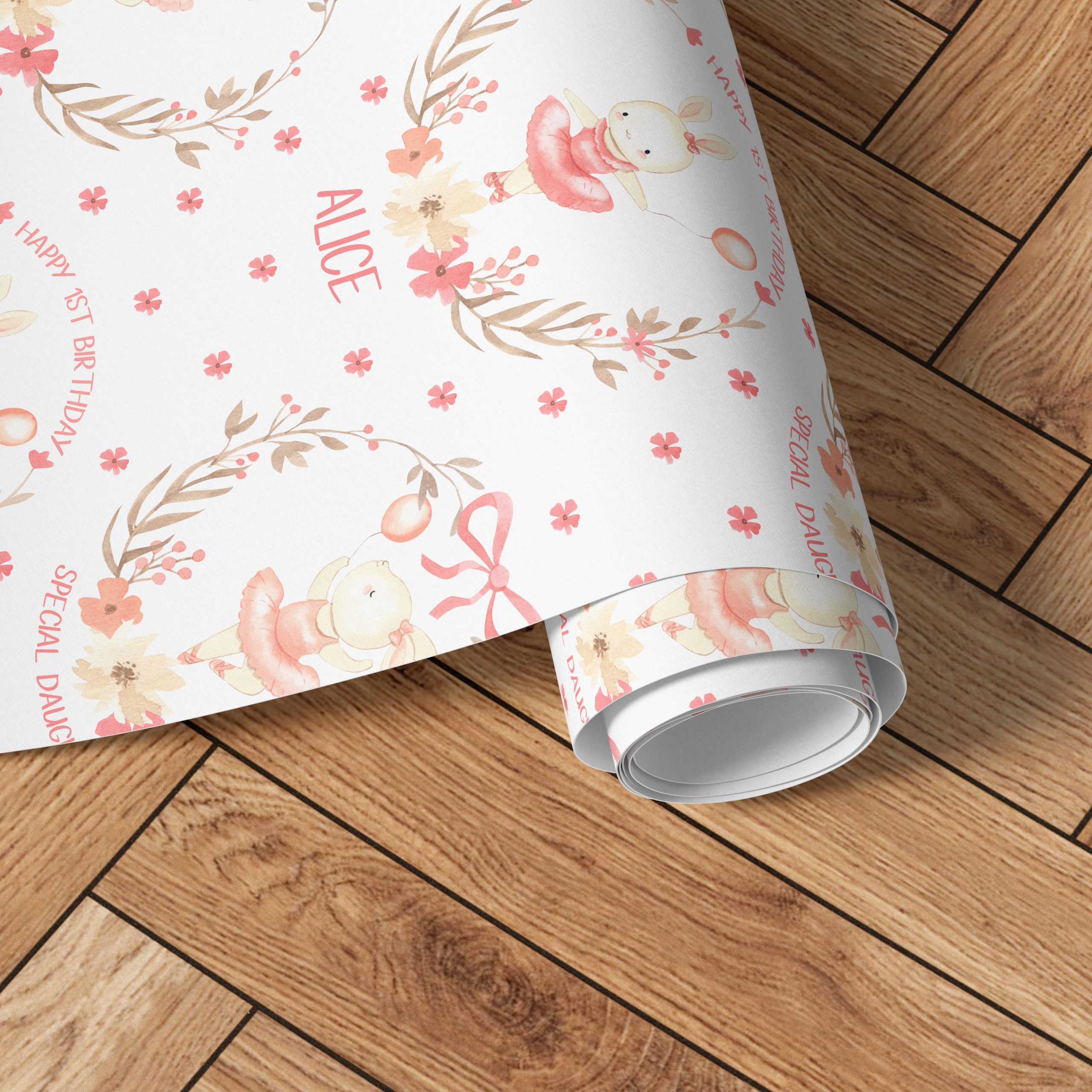 Birthday Wrapping Paper Ballerina Bunny