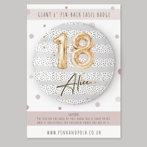 Personalised Giant 18th Gold Birthday Badge