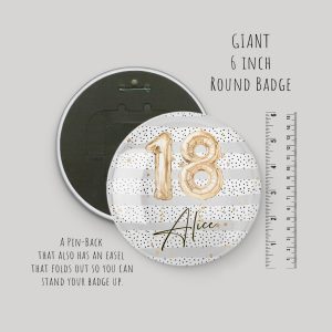 Giant 6" 18th Badge with Pin Back