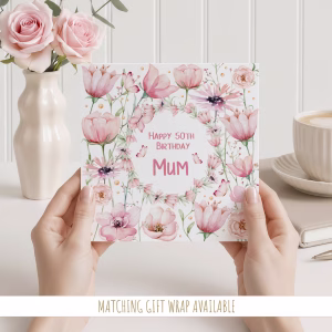 Personalised Pink Rose Birthday Card