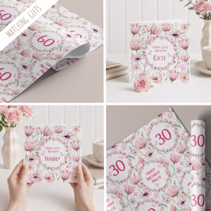 Personalised Pink Rose Birthday Card