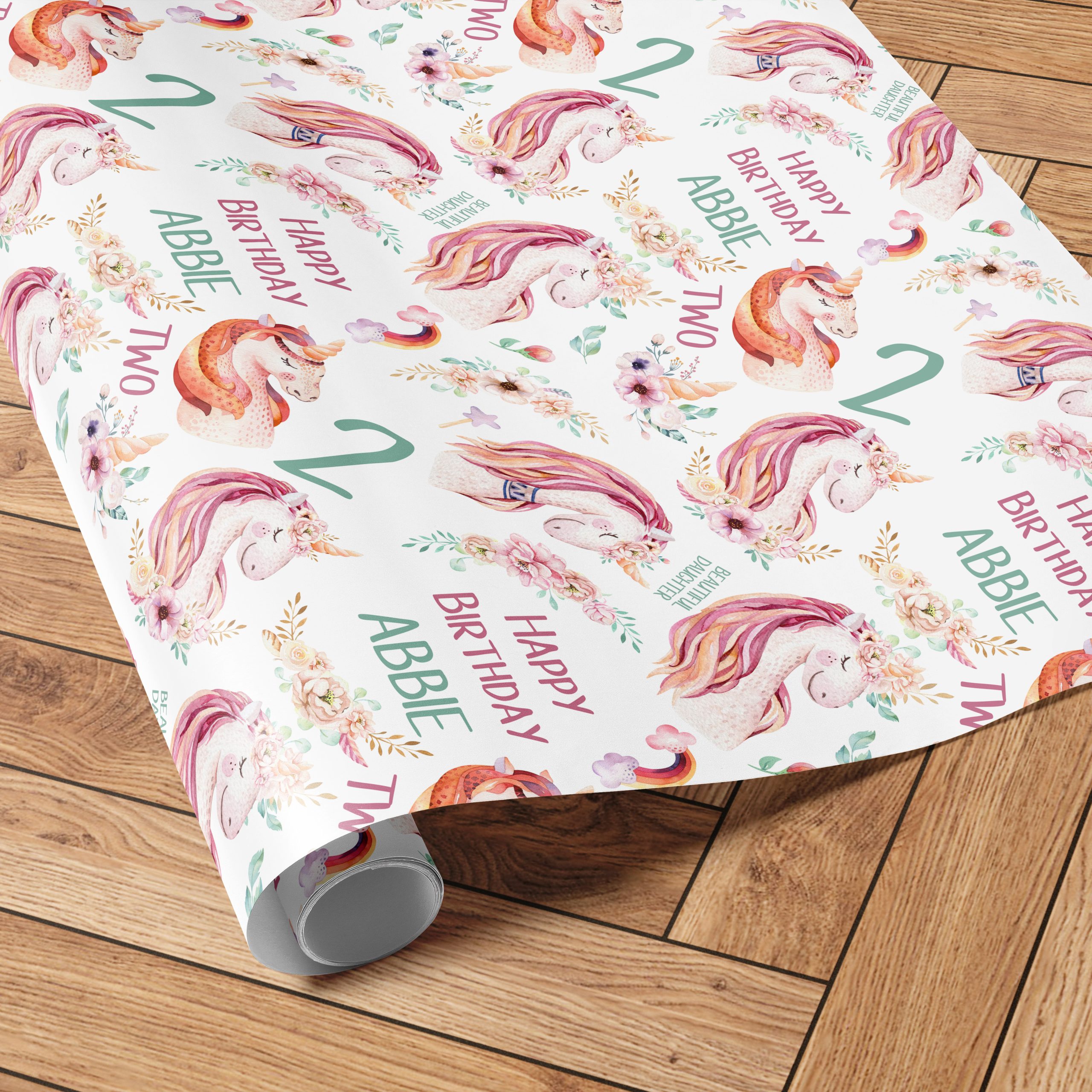 Personalised Birthday Unicorn Wrapping Paper