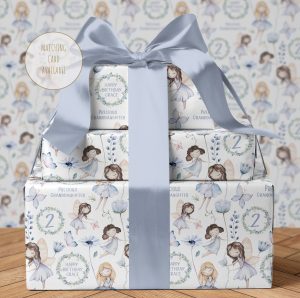 Personalised Blue Fairy Wrapping Paper