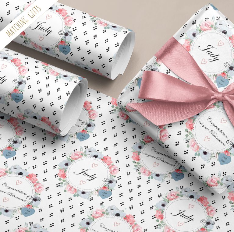Personalised Retirement Gift Wrapping Paper ‘Confetti’
