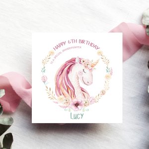 Personalised Unicorn Birthday Card