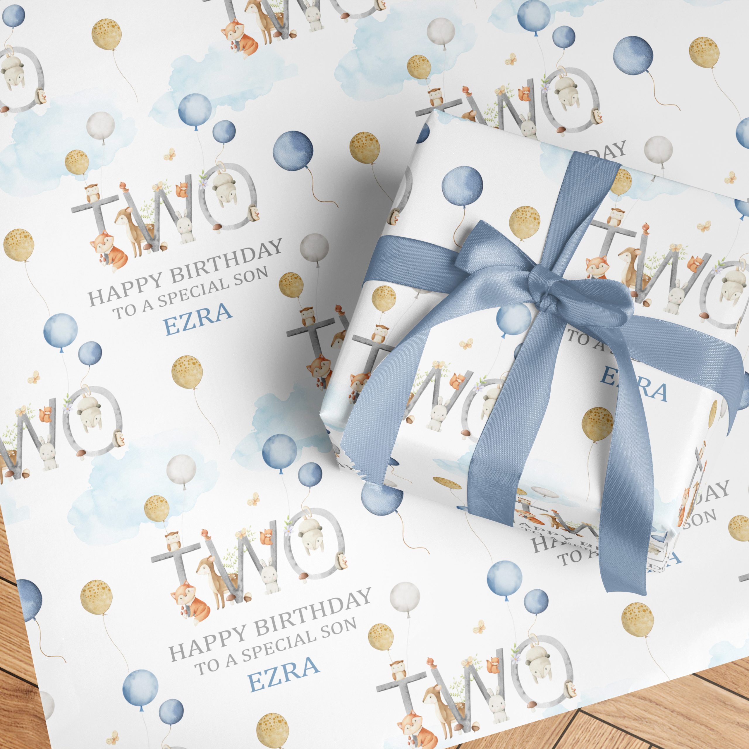 Personalised Woodland Birthday Wrapping Paper 2