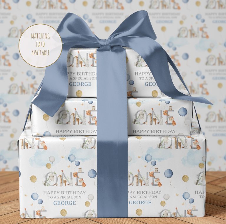 Personalised Woodland Birthday Name Gift Wrapping Paper