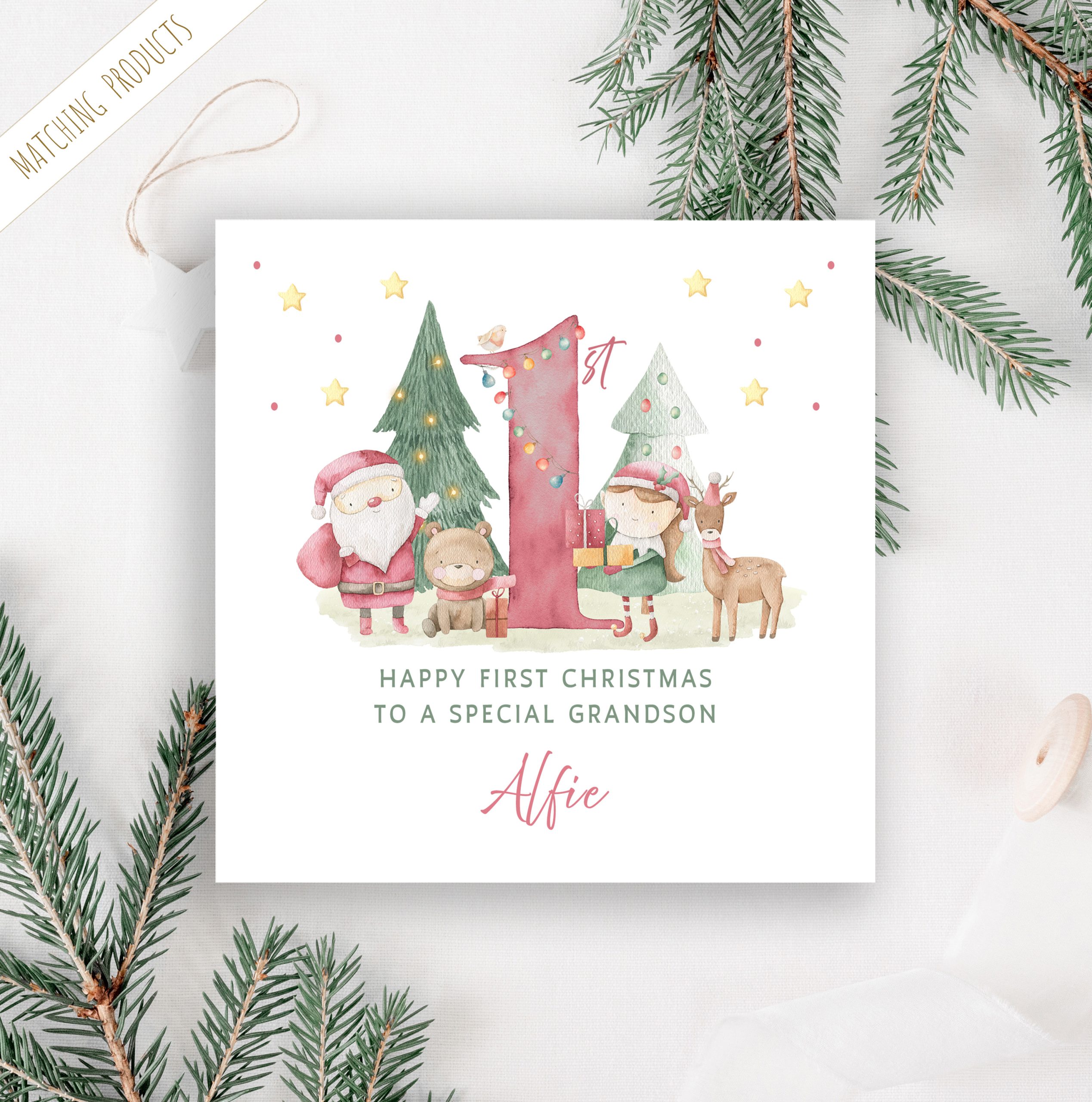 personalised baby's first christmas card