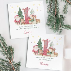 personalised baby's first christmas card