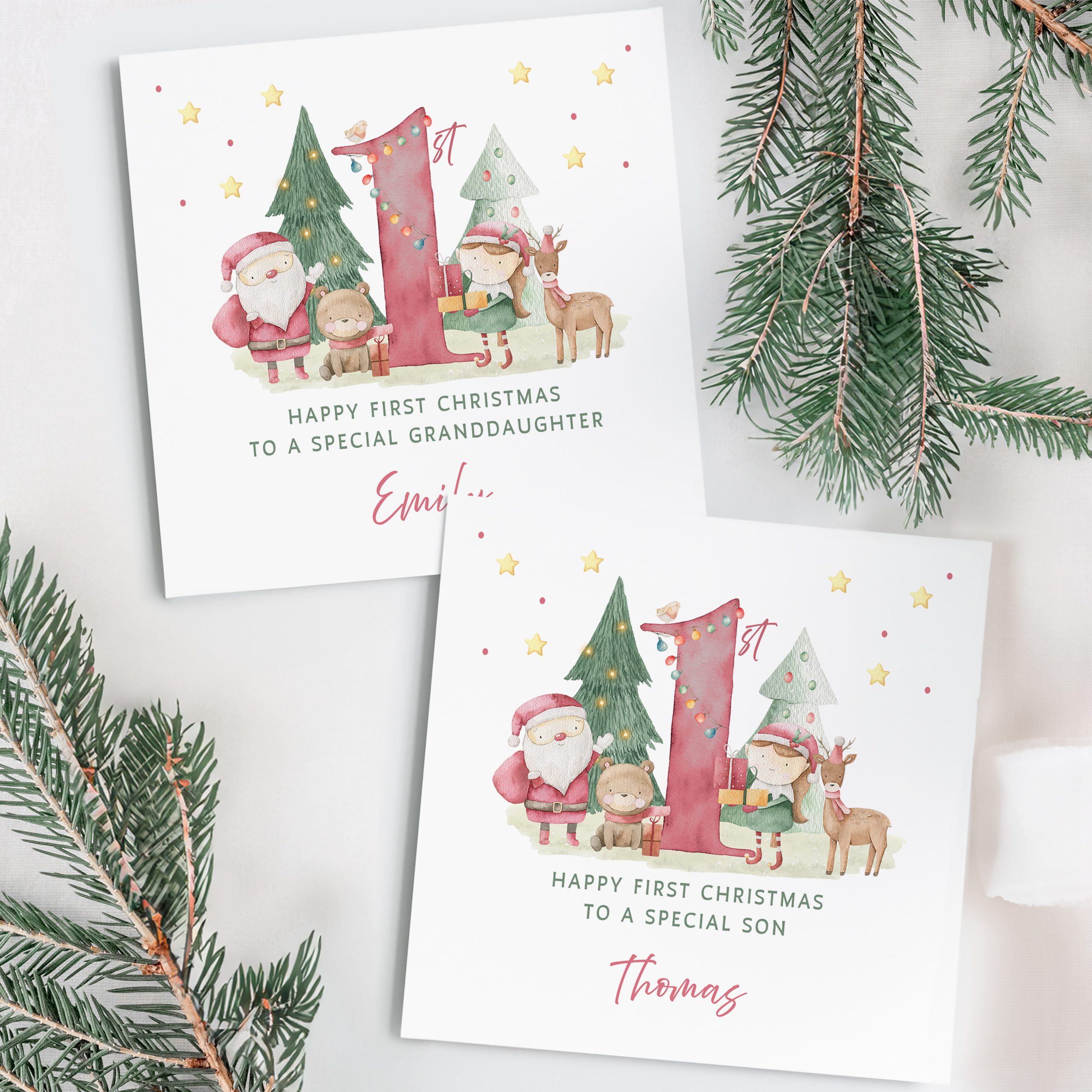 personalised baby's first christmas card