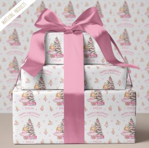 Personalised Girls Christmas Ballerina Gift Wrapping Paper