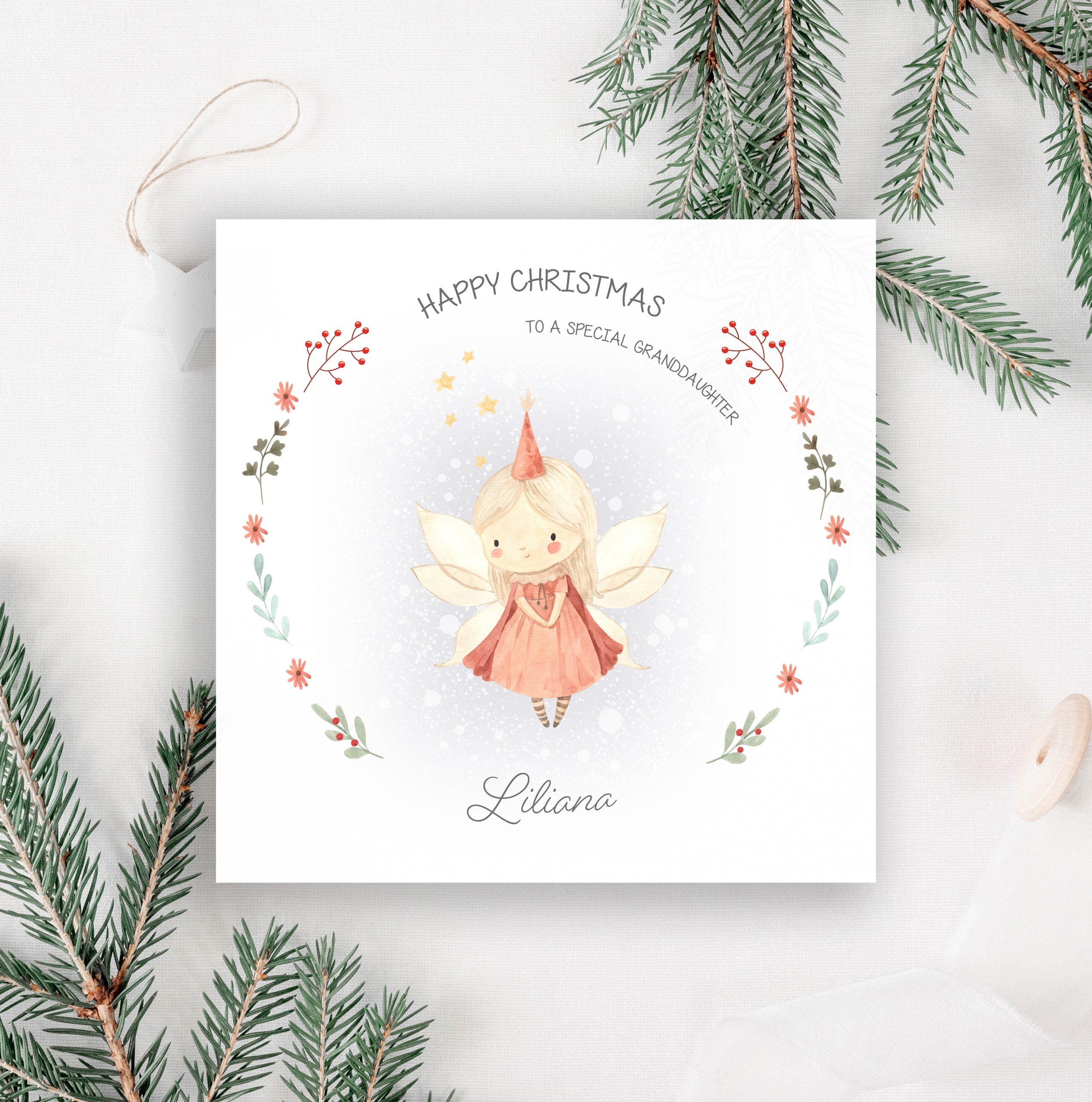 Christmas Fairy Wreath Card