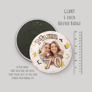 Personalised Giant 6 inch Gold Photo Badge