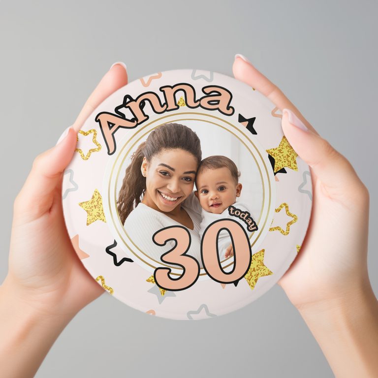 Giant 6 inch Personalised Photo Birthday Badge