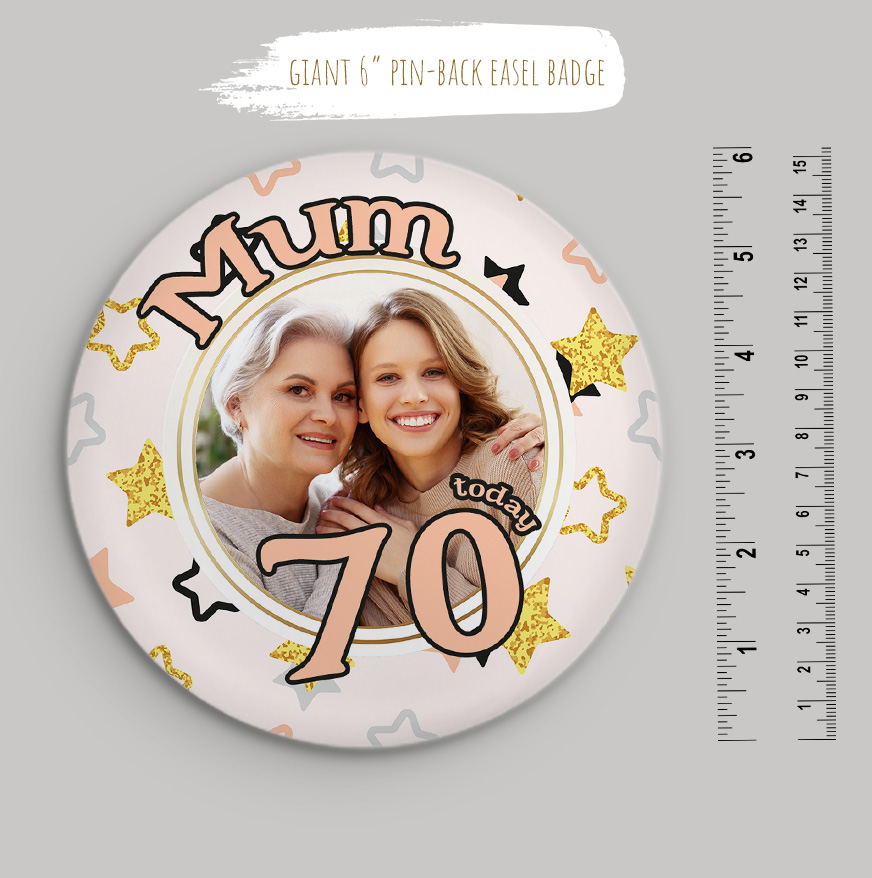 Personalised Giant 6 inch Gold Photo Badge