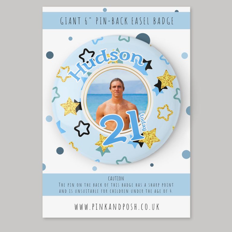 Giant 6 inch Personalised Photo Birthday Badge
