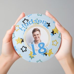 Personalised Giant 6 inch Blue Photo Badge