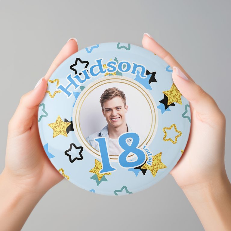 Giant 6 inch Personalised Photo Birthday Badge