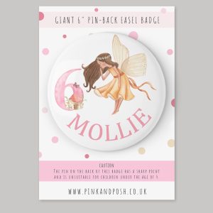 Personalised Giant 6 inch Birthday Fairy Badge