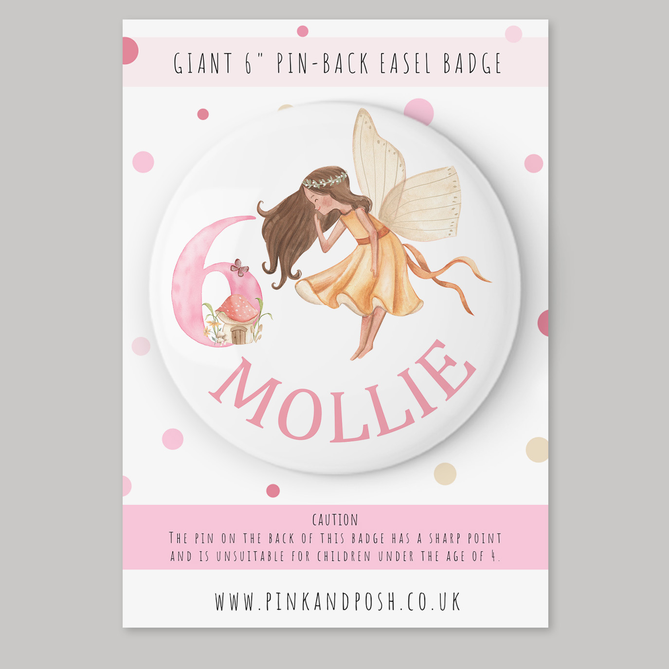 Personalised Giant 6 inch Birthday Fairy Badge