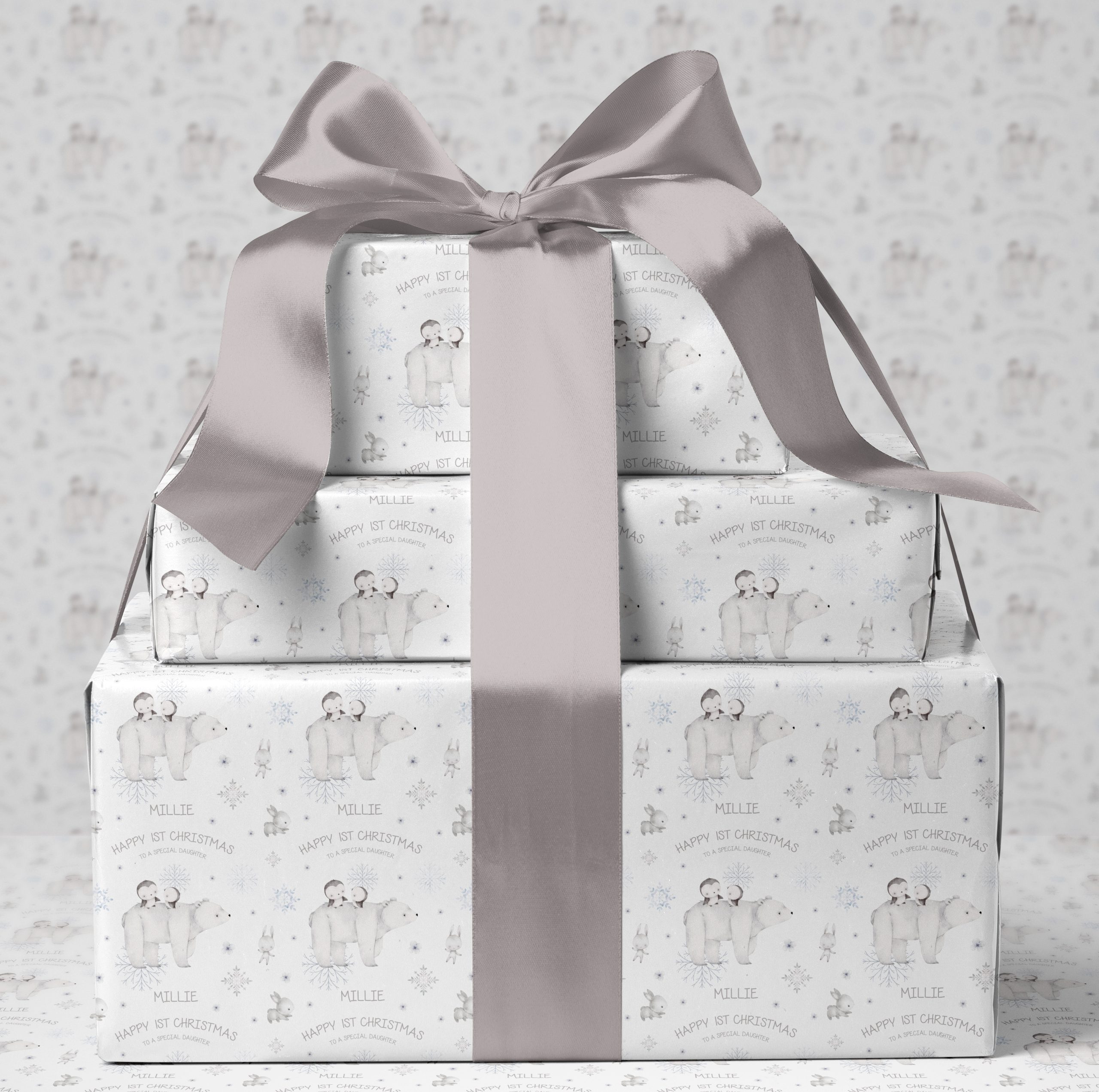 Personalised Christmas Wrapping Paper Polar Bear