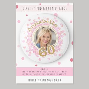 Personalised Giant 6 inch Pink Photo Badge