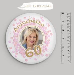 Personalised Giant 6 inch Pink Photo Badge