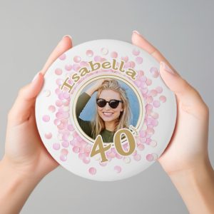 Personalised Giant 6 inch Pink Photo Badge