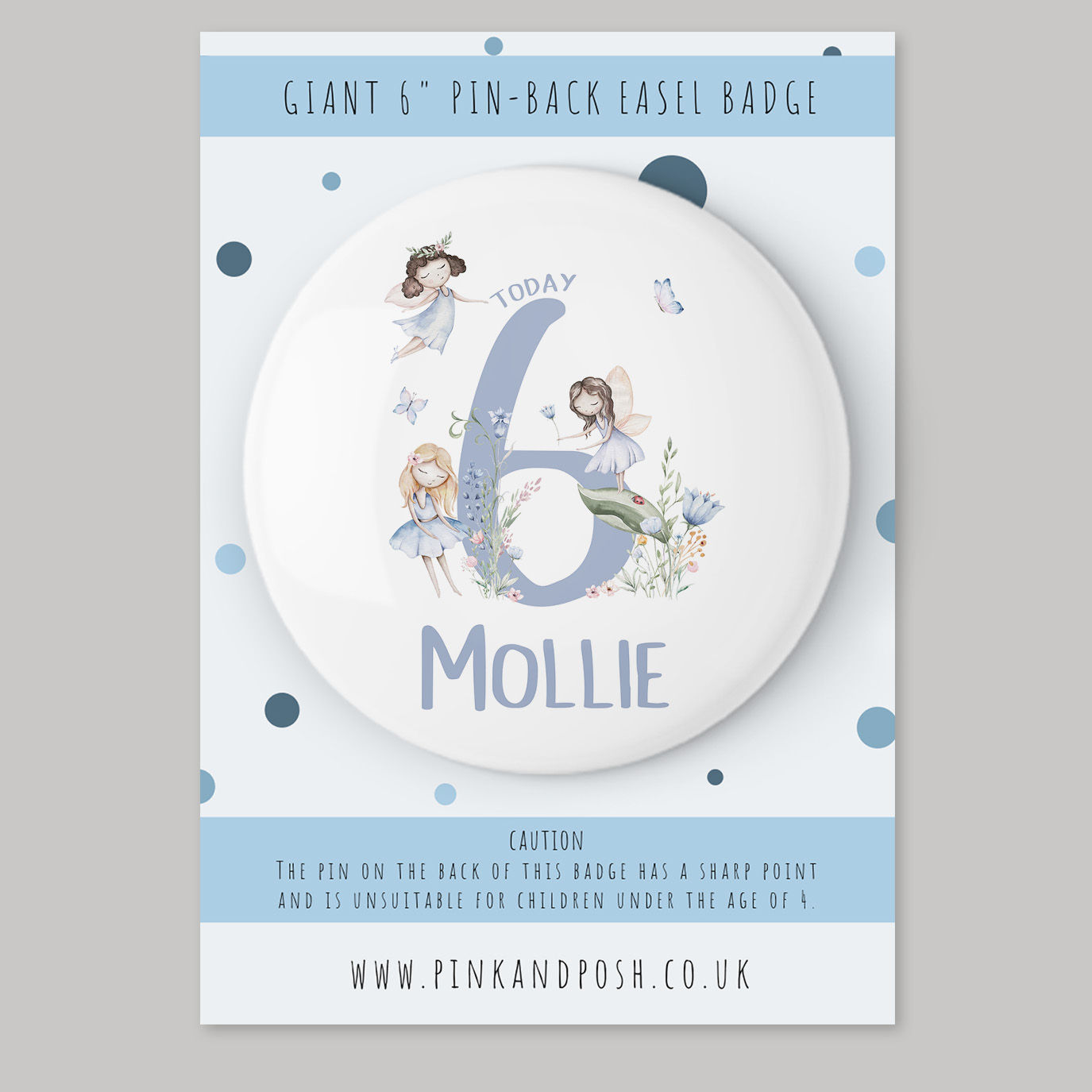 Personalised Giant 6" Fairy Birthday Badge