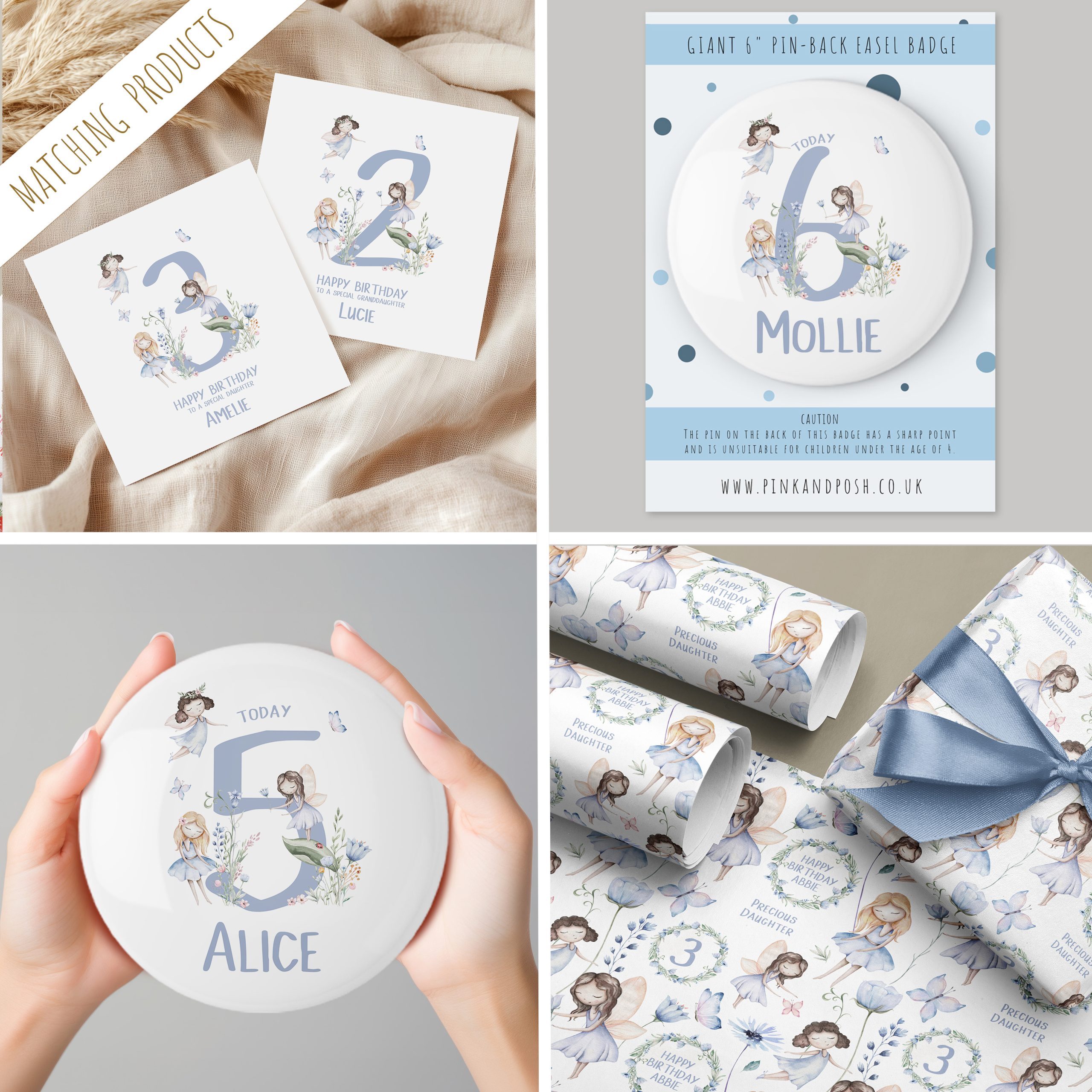 Personalised Blue Flower Fairy Birthday Gifts