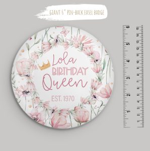 Personalised Floral Birthday Badge