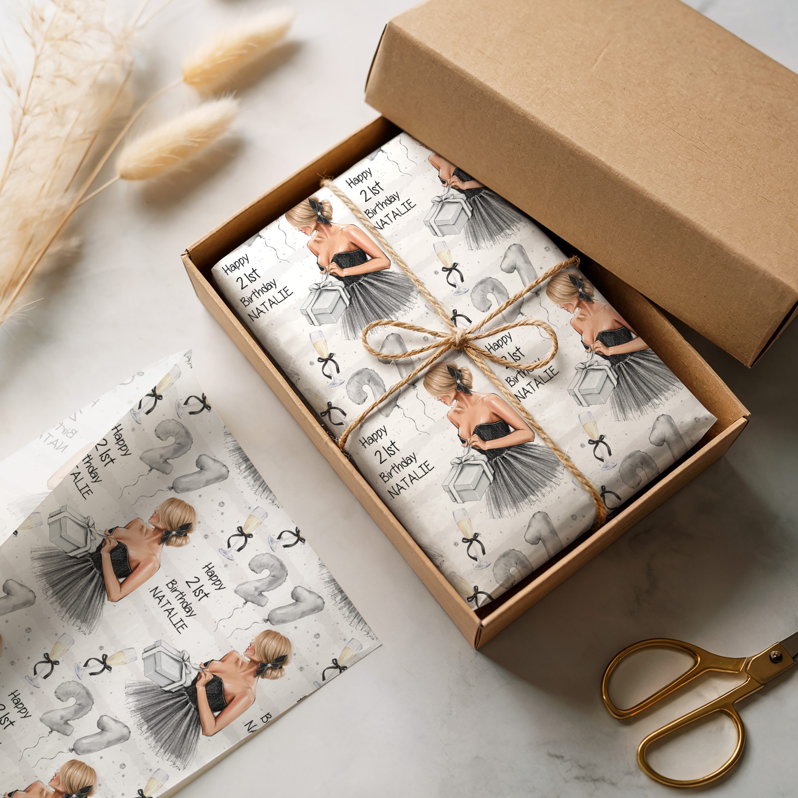 Personalised Black Dress Birthday Gift Wrap