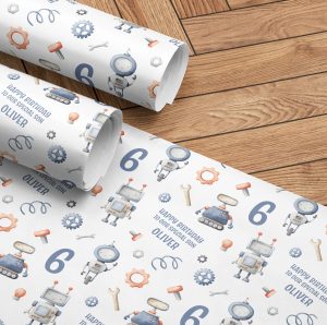 Birthday Robot Wrapping Paper