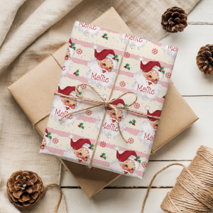 Vintage Red Santa Christmas Gift Wrapping Paper