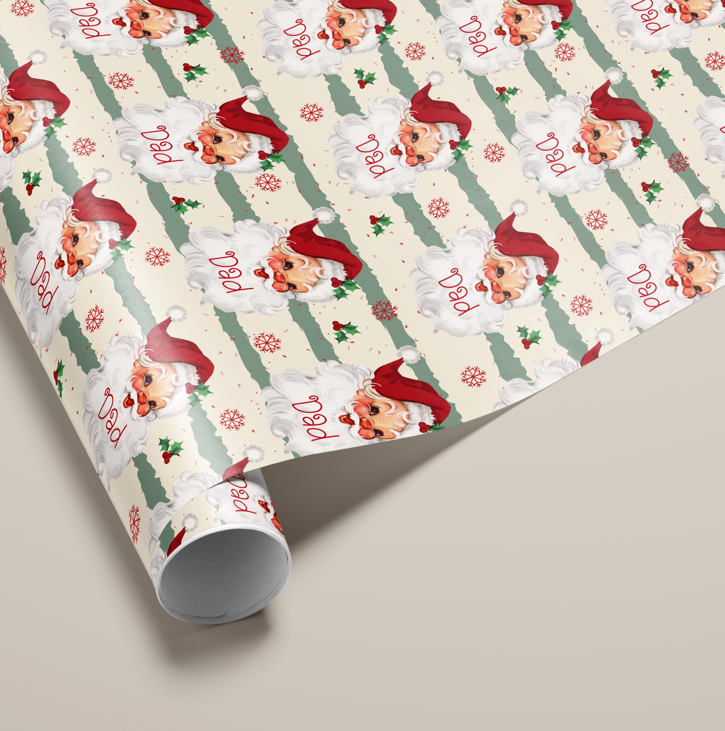 Red Santa Personalised Gift Wrapping Paper