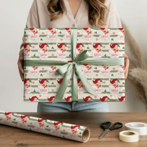 Red Santa Personalised Gift Wrapping Paper