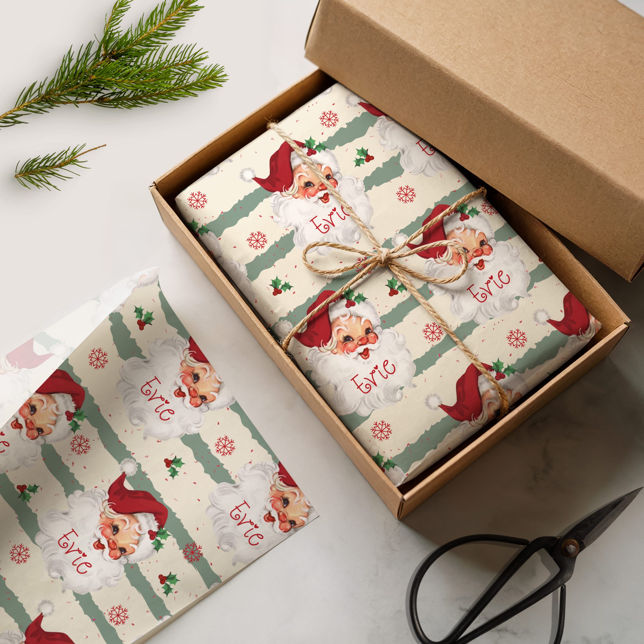 Red Santa Personalised Gift Wrapping Paper