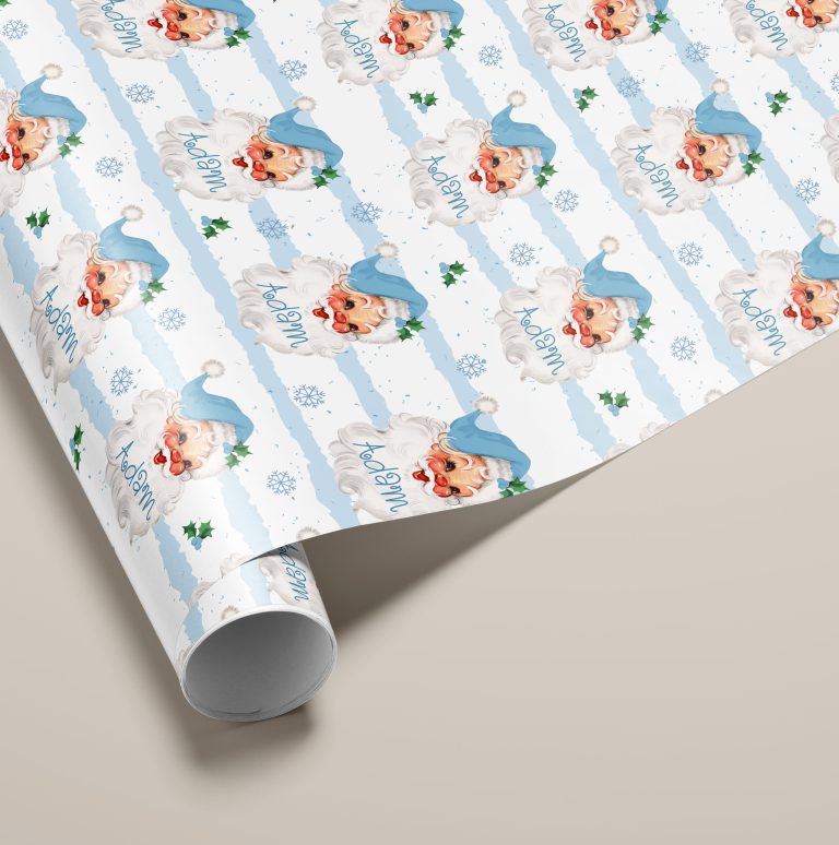 Boys Personalised Santa Christmas Wrapping Paper