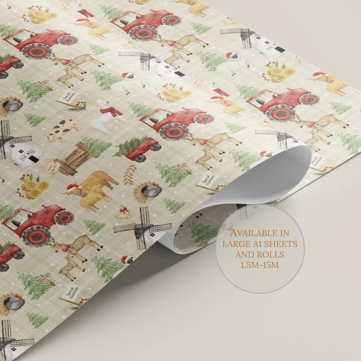 Personalised Farmyard Sheet of wrapping paper