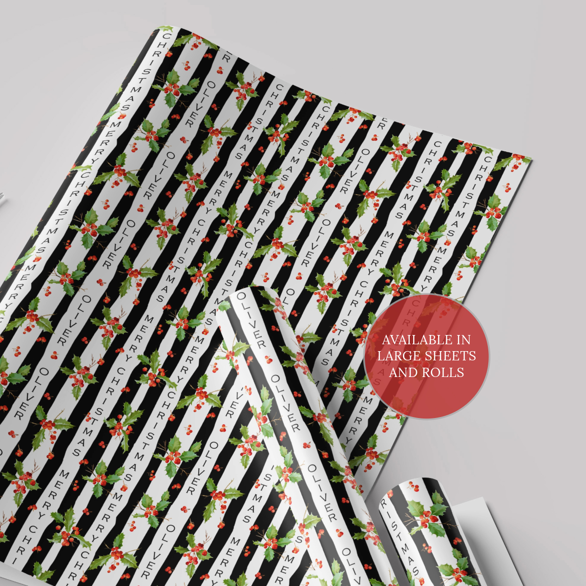 Gift Wrap Christmas Holly and Berries 13