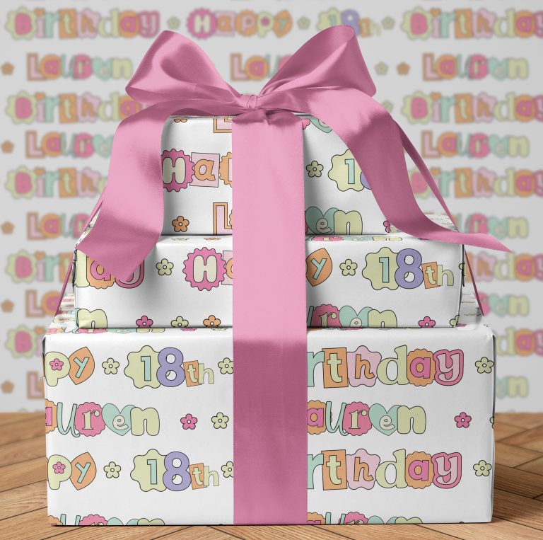 Personalised Birthday Wrapping Paper ‘Retro Alphabet’