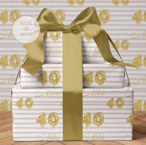 Gold Balloons FORTY Wrapping Paper