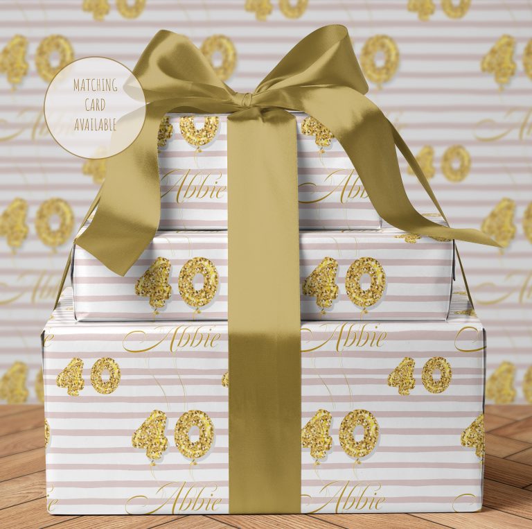 Personalised Birthday Wrapping Paper ‘Golden Balloons’