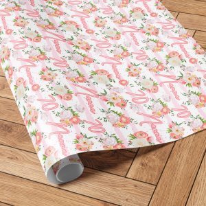 Peach Floral Wrapping Paper