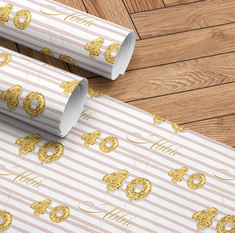 Personalised Birthday Wrapping Paper ‘Golden Balloons’
